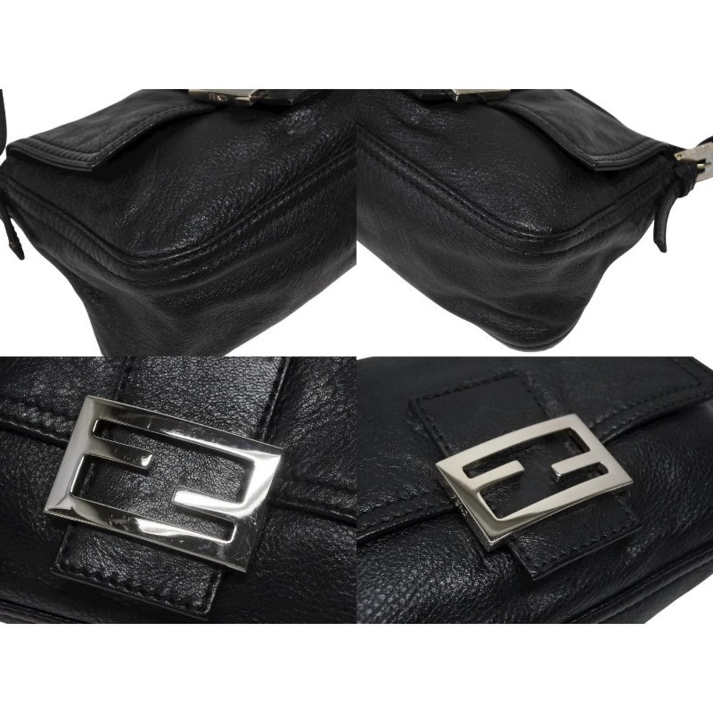 FENDI Mamma Bucket One Shoulder Hobo Bag Black Leather - Picture 5 of 8